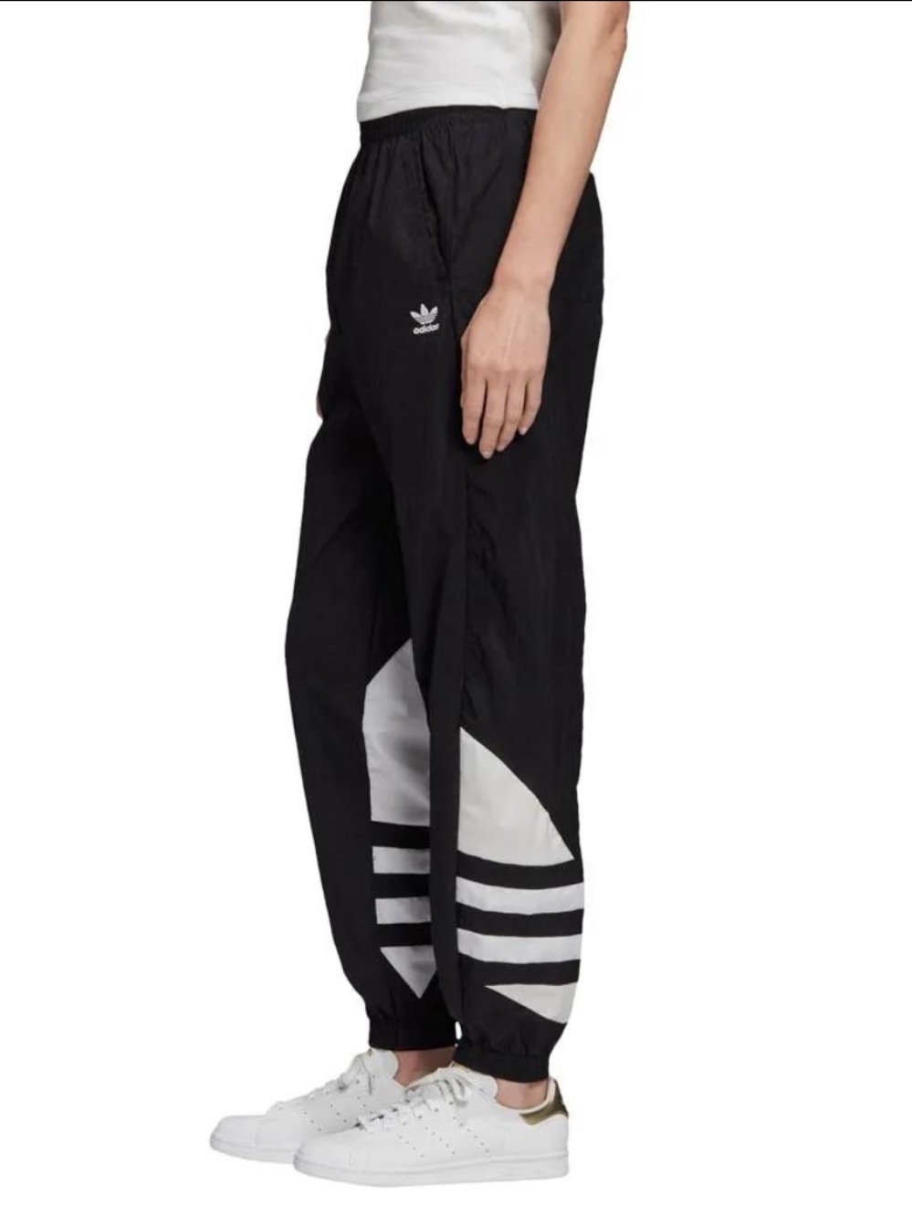 Adidas Originals Large Logo Track Pants Black White Nylon Joggers L Like New
